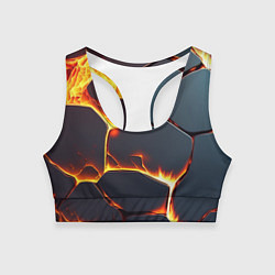 Топик спортивный женский Огонь из разломленных плит, цвет: 3D-принт
