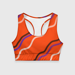 Топик спортивный женский Красный фон и волны, цвет: 3D-принт