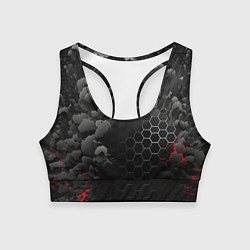 Топик спортивный женский Взрыл черных плит и обломки, цвет: 3D-принт