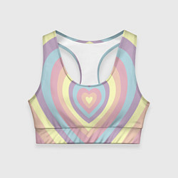 Топик спортивный женский Сердца пастельные оттенки, цвет: 3D-принт