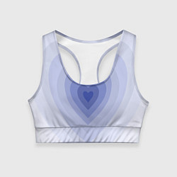 Топик спортивный женский Голубое сердце градиент, цвет: 3D-принт