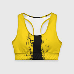 Топик спортивный женский Вертикальная черно-желтая полоса Cyberpunk 2077, цвет: 3D-принт