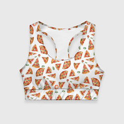 Топик спортивный женский Кусочки пиццы - паттерн на белом, цвет: 3D-принт