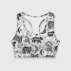 Женский спортивный топ Веточки и лесные звери - паттерн