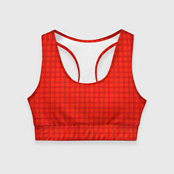 Топик спортивный женский Оранжево-красный клетчатый узор, цвет: 3D-принт