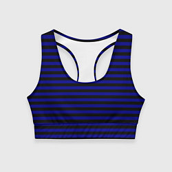 Топик спортивный женский Черно-синие полосы, цвет: 3D-принт