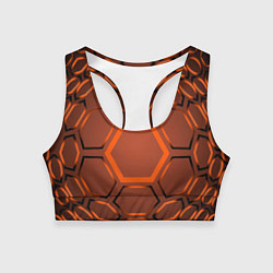 Топик спортивный женский Оранжевая техноброня, цвет: 3D-принт