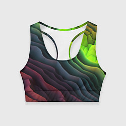 Топик спортивный женский Объемные волнистые полосы, цвет: 3D-принт