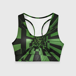 Топик спортивный женский Чёрно-зелёный геометрический коридор, цвет: 3D-принт