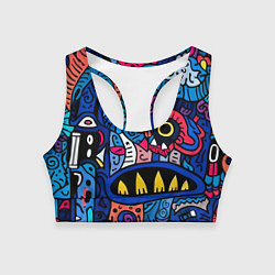 Топик спортивный женский Монстры в синем и розовом - нейросеть, цвет: 3D-принт