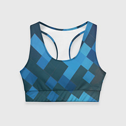 Топик спортивный женский Синий прямоугольный паттерн, цвет: 3D-принт