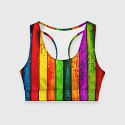 Топик спортивный женский Цветной забор, цвет: 3D-принт