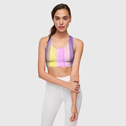 Топик спортивный женский Акварельный градиент желто- розовый, цвет: 3D-принт — фото 2