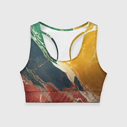 Топик спортивный женский Мраморная радуга, цвет: 3D-принт