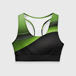Топик спортивный женский Black green abstract, цвет: 3D-принт