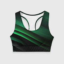 Топик спортивный женский Черно зеленые полосы, цвет: 3D-принт