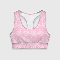 Топик спортивный женский Розовое кружево сердечки, цвет: 3D-принт