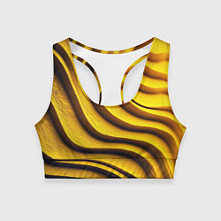 Топик спортивный женский Желтые абстрактные полосы, цвет: 3D-принт
