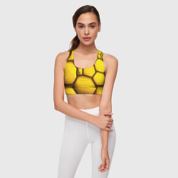 Топик спортивный женский Желтые объемные плиты, цвет: 3D-принт — фото 2