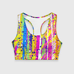 Топик спортивный женский Брызги ярких красок, цвет: 3D-принт