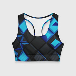 Топик спортивный женский Черные и синие плитки, цвет: 3D-принт