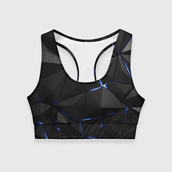 Топик спортивный женский Черные плиты с синим свечением, цвет: 3D-принт