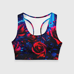 Топик спортивный женский Красные розы cuberpank, цвет: 3D-принт