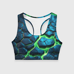 Топик спортивный женский Разломленные зеленые плиты, цвет: 3D-принт