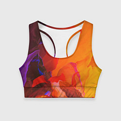 Топик спортивный женский Красно-оранжевый паттерн, цвет: 3D-принт