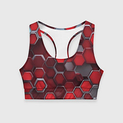 Женский спортивный топ Cyber hexagon red