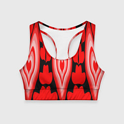 Топик спортивный женский Сердечки с красными узорами, цвет: 3D-принт
