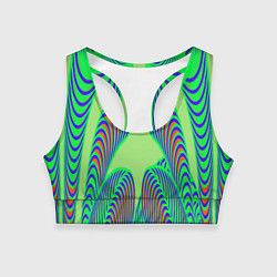Топик спортивный женский Сине-зеленые изгибы, цвет: 3D-принт