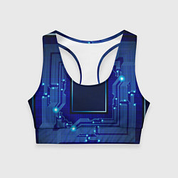 Топик спортивный женский Технический синий паттерн, цвет: 3D-принт