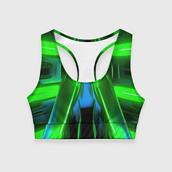 Топик спортивный женский Зеленый калейдоскоп абстракция, цвет: 3D-принт