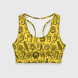 Топик спортивный женский Пиво и аксессуары - жёлтый, цвет: 3D-принт