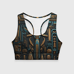 Топик спортивный женский Орнамент в стиле египетской иероглифики, цвет: 3D-принт