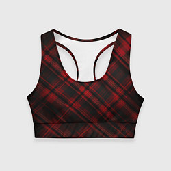 Топик спортивный женский Тёмно-красная шотландская клетка, цвет: 3D-принт