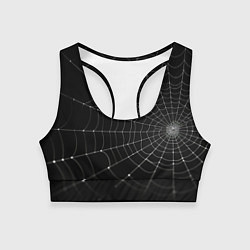 Топик спортивный женский Паутина на черном фоне, цвет: 3D-принт