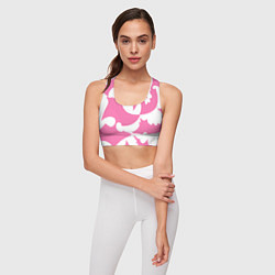 Топик спортивный женский Бело-розовая абстрактная композиция, цвет: 3D-принт — фото 2