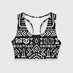 Топик спортивный женский Черно-белый абстрактный паттерн, цвет: 3D-принт