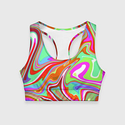 Топик спортивный женский Цветная плазменная абстракция, цвет: 3D-принт
