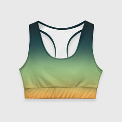 Топик спортивный женский Темно-зеленый и желтый градиент, цвет: 3D-принт