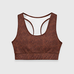 Топик спортивный женский Красно-коричневый имитация меха, цвет: 3D-принт