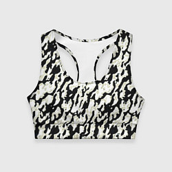 Топик спортивный женский Размытый пятнистый чёрно-белый, цвет: 3D-принт