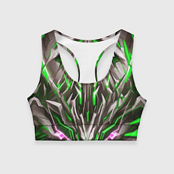Топик спортивный женский Зелёная киберпанк броня, цвет: 3D-принт