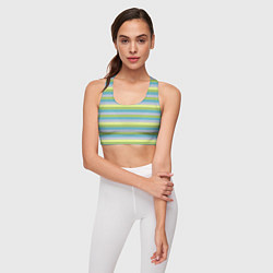 Топик спортивный женский Серый и лимонный полосатый, цвет: 3D-принт — фото 2
