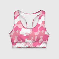 Топик спортивный женский Камуфляж розовый, цвет: 3D-принт