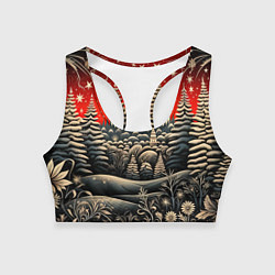 Женский спортивный топ Новогодняя сказка зимний рисунок