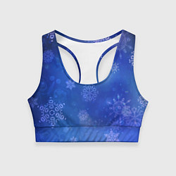 Топик спортивный женский Декоративные снежинки на фиолетовом, цвет: 3D-принт