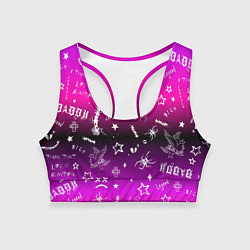 Топик спортивный женский Тату Лил Пипа на фиолетовом, цвет: 3D-принт